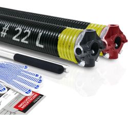 Pair of 2" Garage Door Torsion Springs Set with Non-Slip Winding Bar & Gloves,High Precision Electrophoresis Black Coated, for Replacement & Installat