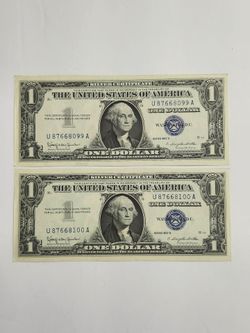 1957 Uncirculated Silver Certificates with Consecutive Serial #