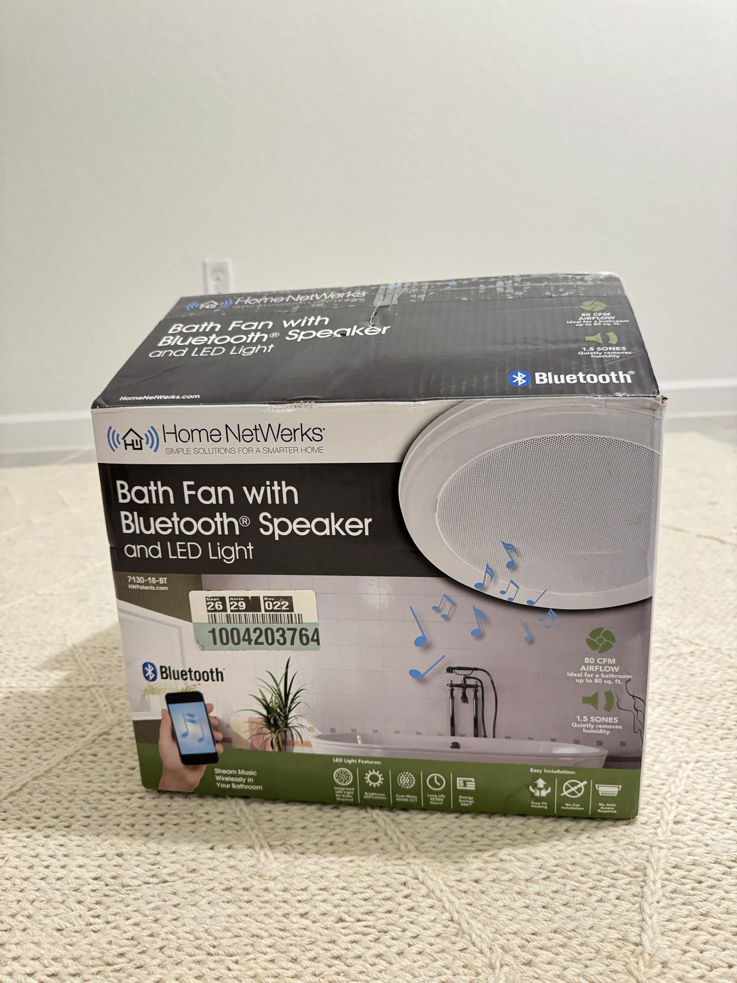 Homewerks WORLDWIDE 7130-18-BT Bluetooth Bath Fan & Speaker