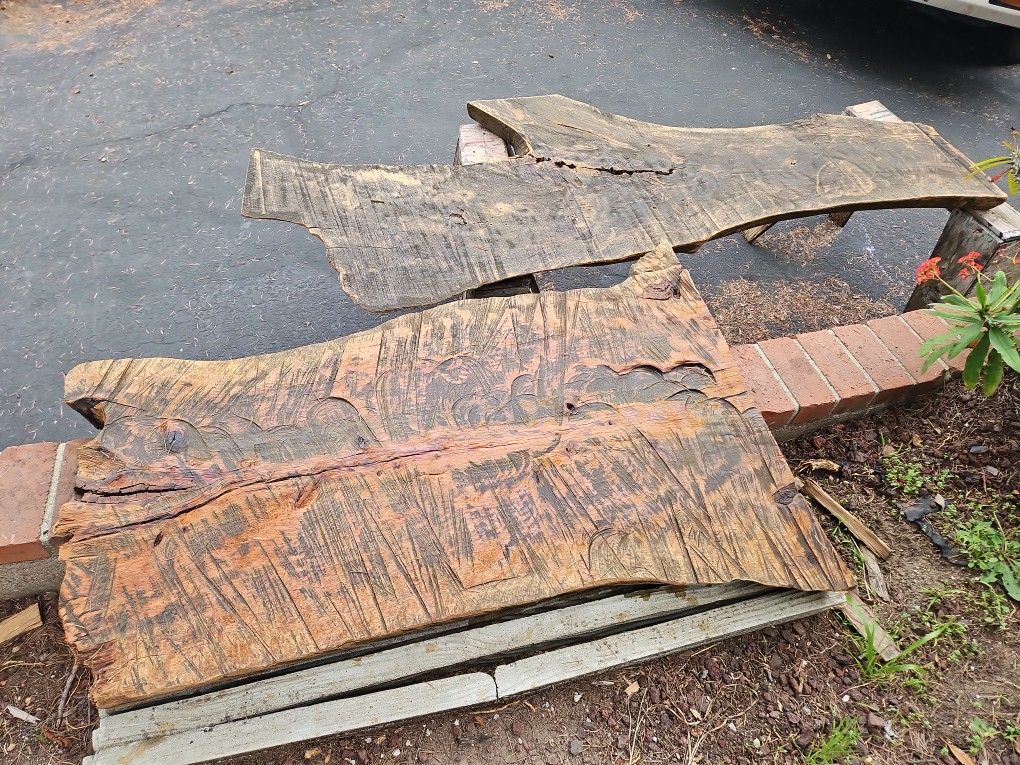 Oak Wood Slabs Planks Table Bench