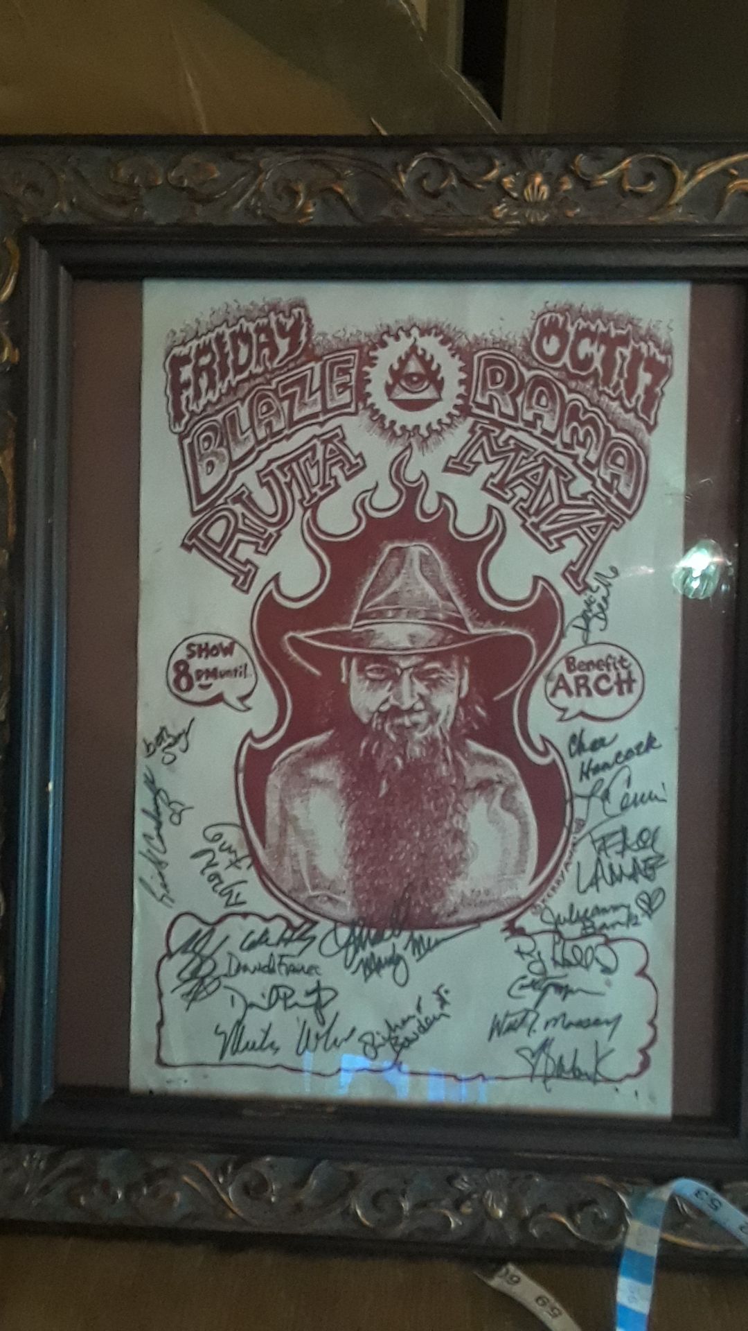 different autographs on Blaze Foley event poster