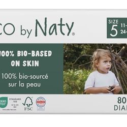 Eco by Naty Pañales ecológicos para bebé súper absorbentes (talla 5, 80 Unidades)