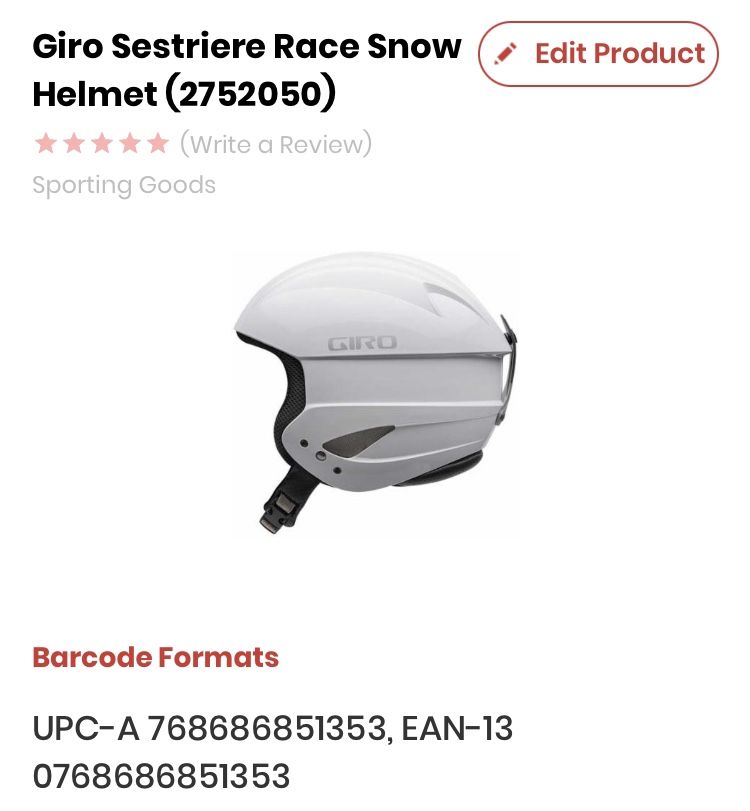 New W/O Tag Giro Sestriere Adult Snow Helmet White Sz LG