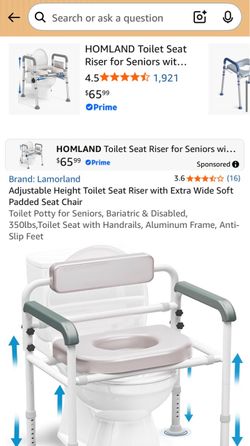 Adjustable Toilet Seat Riser with Handrails