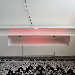 Modern White TV Stand with LED Lights ✨
