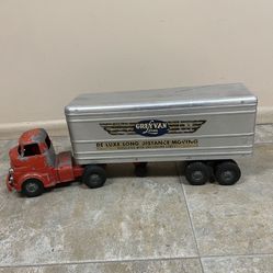 Vintage Toy, Semi Tractor Trailer, Gray Lines, Deluxe, Moving Trailer Wyandotte Toys 