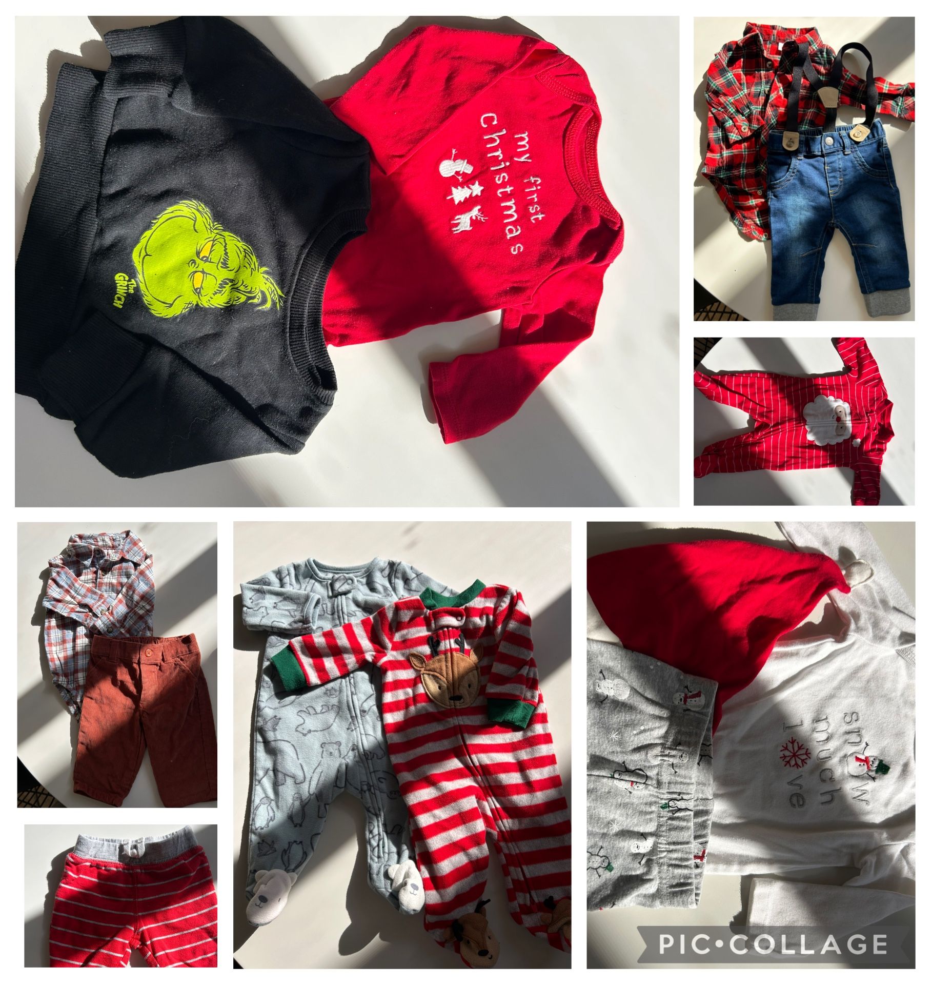 12 piece Baby Boy’s First Christmas Outfits Size 0-3mo