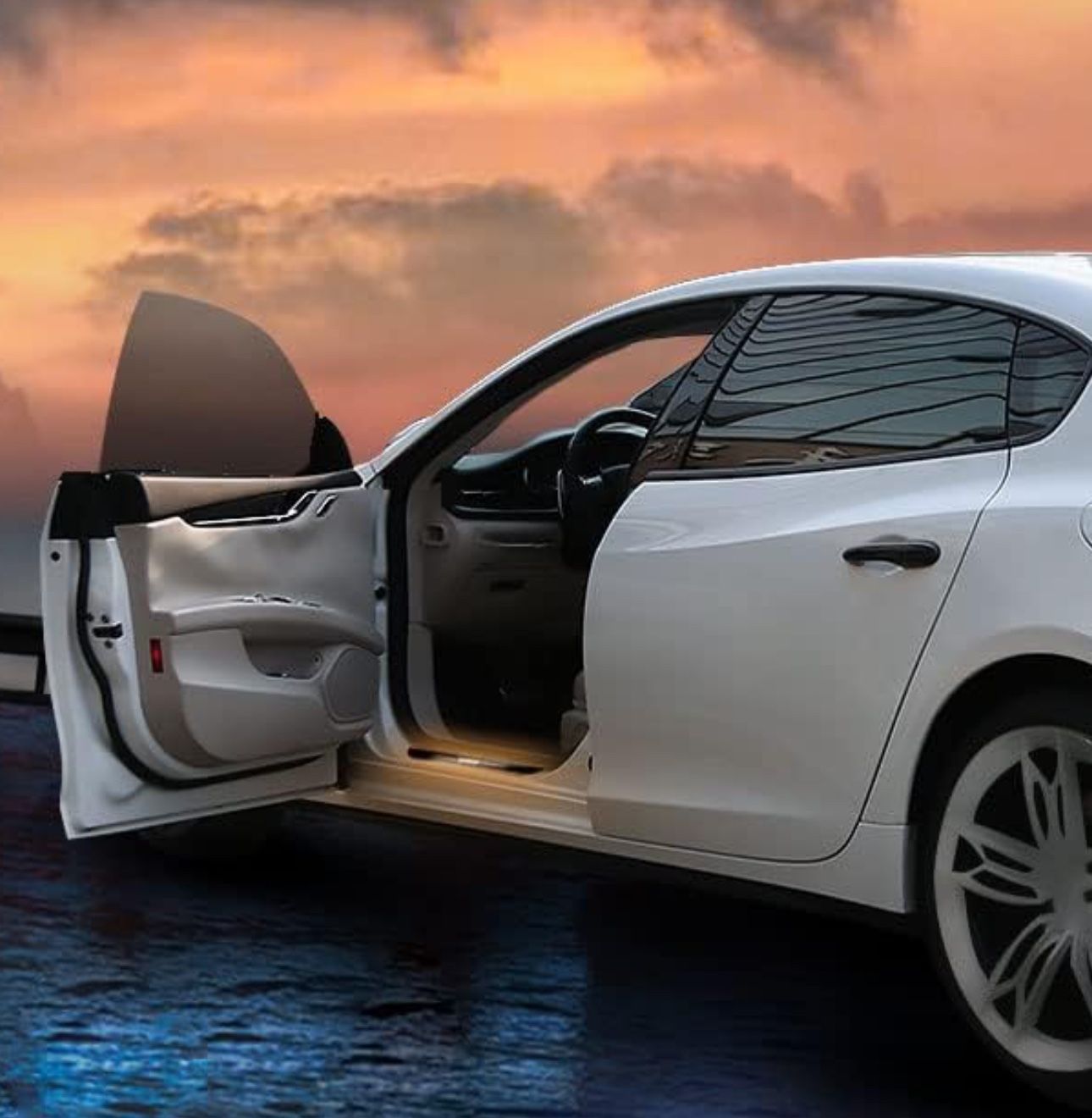 BMW 2Pcs LED Door Sill Lights, Wireless Car Door Lights, Bloomcar LED Door Sill with 7 Lighting Colors, Auto-Sensing, IP67 Waterproof