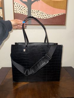 BÉIS Large Work Tote in Black Croc
