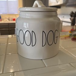 Rae Dunn Medium/Small Dog Treat Jar And Bowl