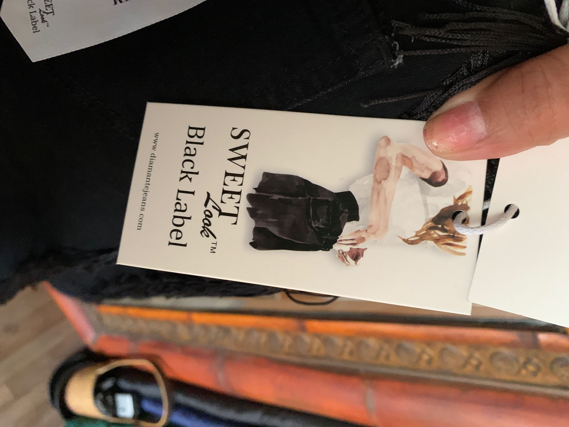 Brand new extra stretchy fringe black denim