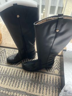 New Black Leather Boots-INC