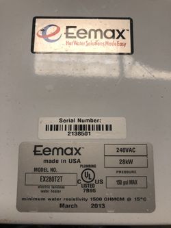 Eemax tankless water heater