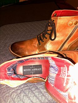 Rustic Asphalt men's brown leather side-zip lace up chuckka ankle boots.