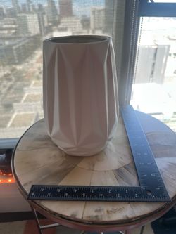 Geometric White Vase