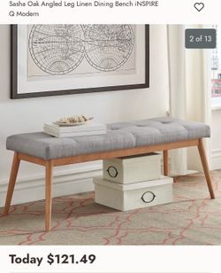 Bench with grey top and oak legs