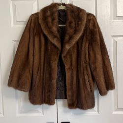 Genuine Mink Coat - Brown Size M