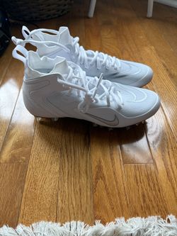 Nike Alpha Huarache 8 Elite LAX Lacrosse Cleats White Silver CW4440-100 sz 8.5