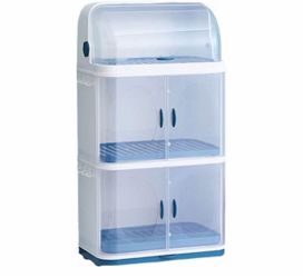3-Tier Plastic Dish Drying Cabinet with Doors