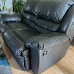 Black Leather Recliner Sofa