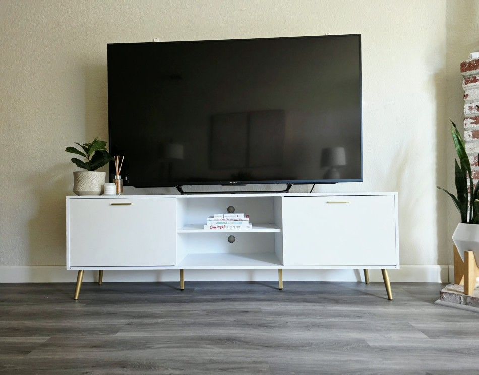 69-in Modern TV Stand Console Center w/ Double Doors - 69"L
