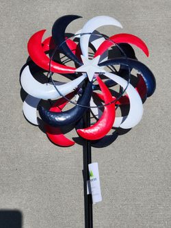 Patriotic Wind Spinner New for July 4 and All Year! 4 ft tall 12 in wide