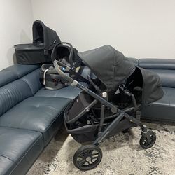 Uppababy Vista V2 Double Stroller With Bassinet And Car Seat Black