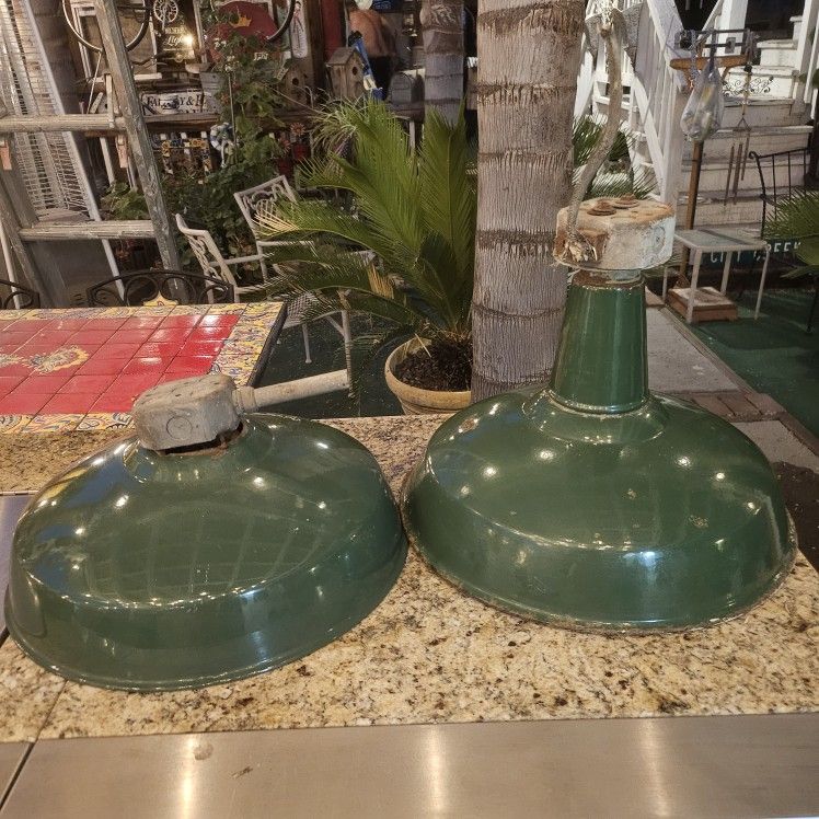 16" Vintage Industrial Porcelain Lamps