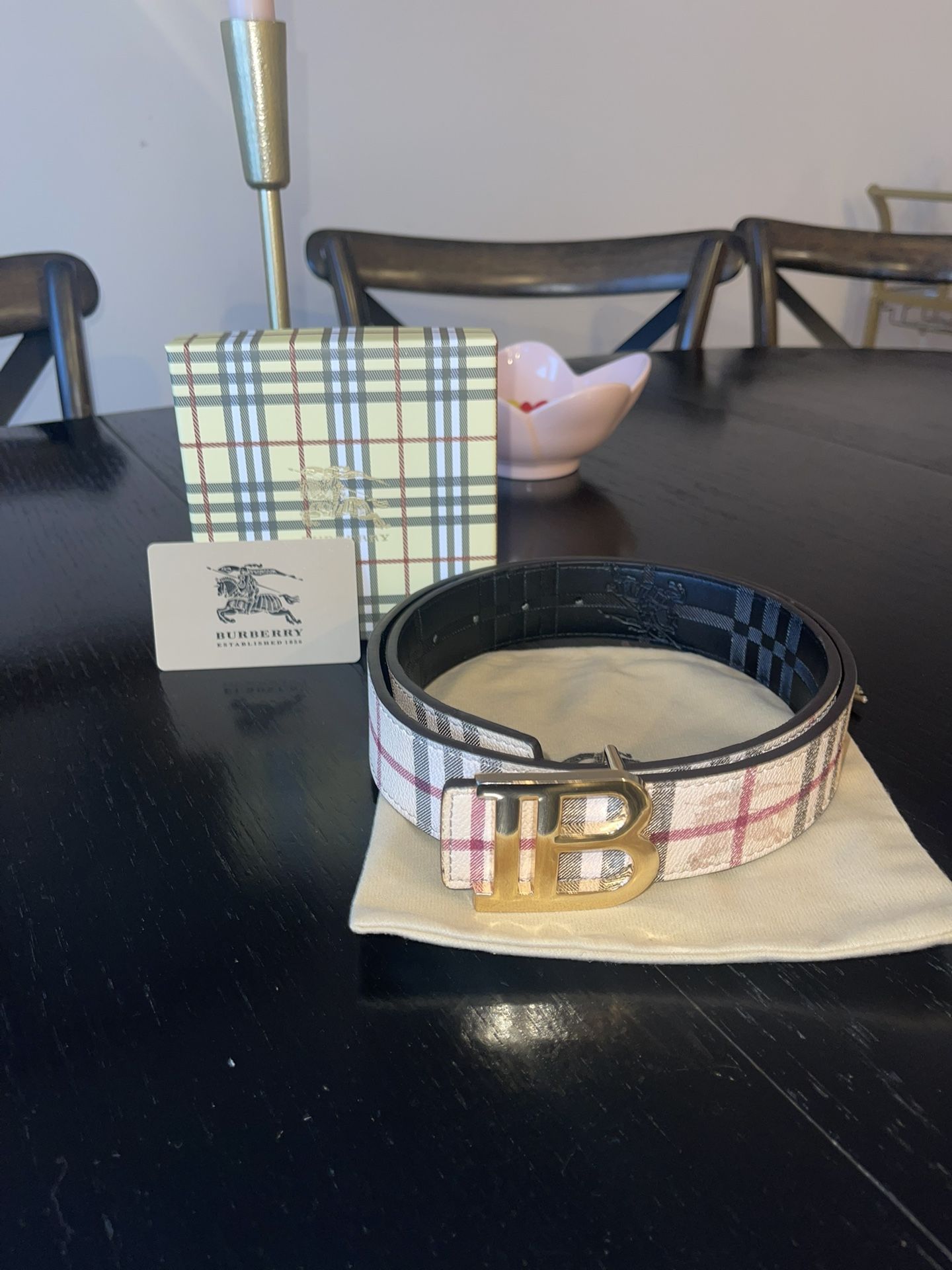 Burberry Reversible Engraved With Box Tags And Duffel Bag