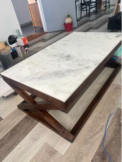 Green Velvet couch and Coffee Table