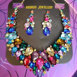 Multi colored diamond necklace