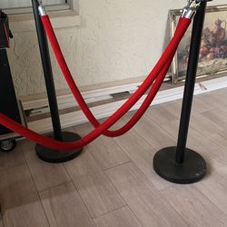 Stanchion 5 Poles (5)and 3 Red rope