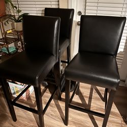 Lowe Onyx Leather Counter Stool with Ebony Wood Legs