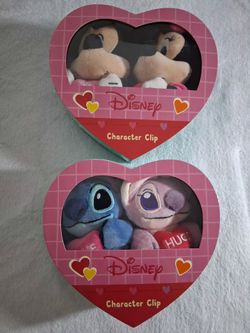 New Disney Stitch & Angel - Mickey & Minnie Plush Character Clip Set & 3 Pack of Temporary Tattoos