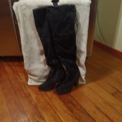 Over The Knee Suede Black Boots