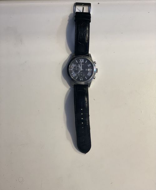GUESS MEN’S CHRONOGRAPH DIAL LEATHER WATCH