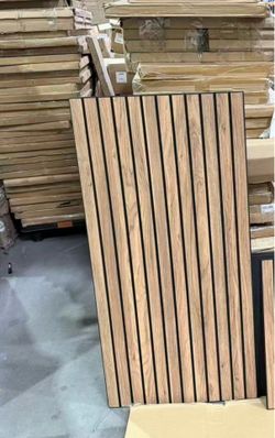 4-pack  Walnut 3D Acoustic Wood Slat Wall Panels - Soundproof 23.6x47.2