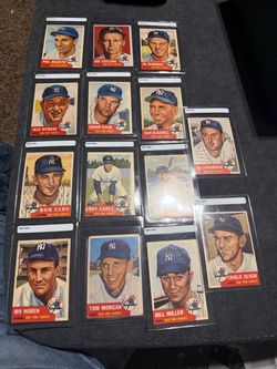 (14) 1953 topps YANKEE CARDS