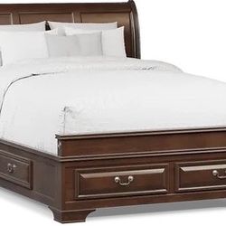 Mill Valley II Cherry Queen Sleigh Bed with Storage