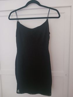 Juniors Black Glitter Mini Slip Dress Juniors Size Small