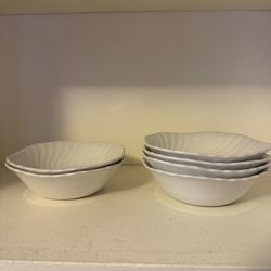 Lot of 6 Johnson Brothers England Regency White Swirl 6” Square Cereal Bowls