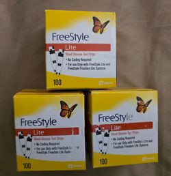 Three FreeStyle Lite Test Strips 100 Per Box $35 each