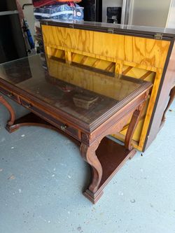 curved wooden desk