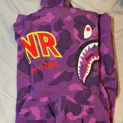 Purple Bape Shark Hoodie PONR CAMO Size L