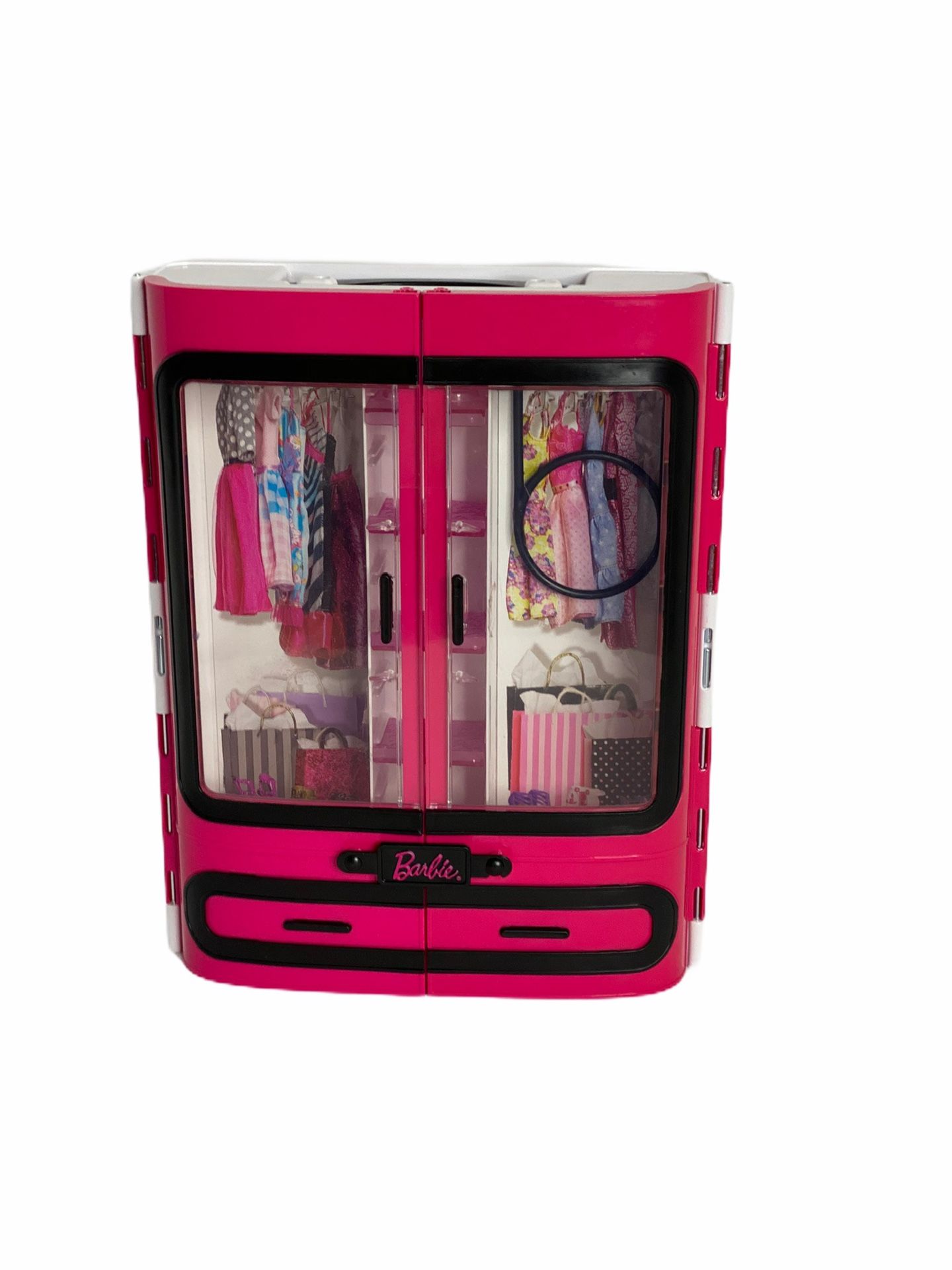 Barbie Pink Wardrobe Closet w/ Handle - Hard Plastic Carrying Case - Mattel