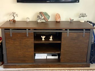 Rustic Industrial Sliding Door TV Console / Media Cabinet
