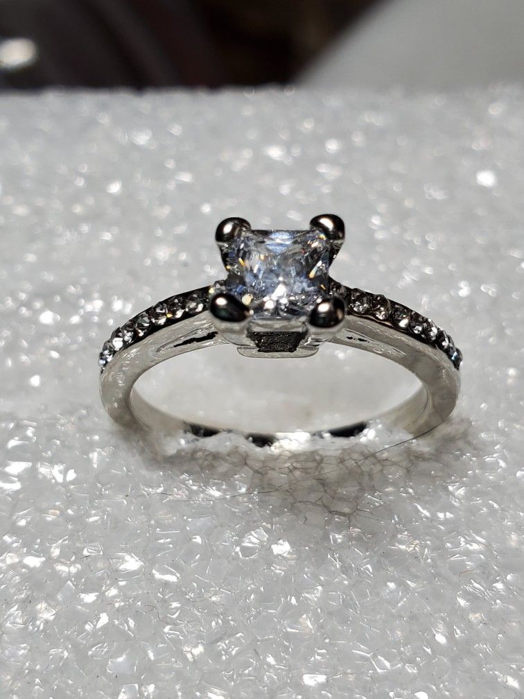 Princess Cut Sterling Silver Ring