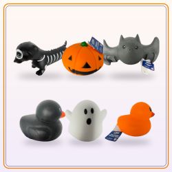 Halloween Squishy Set - 6 Pc ToyMendous Bundle (Bat, Ghost, Pumpkin, Skeleton Dog, 2 Ducks)
