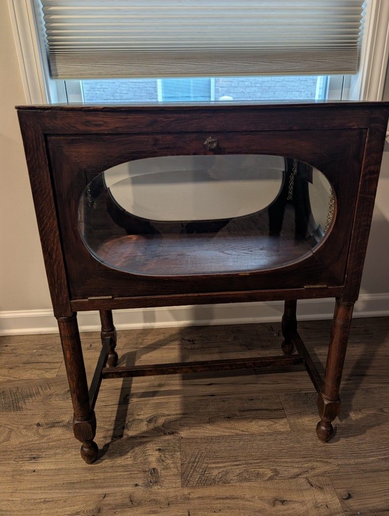 Antique Case With Beveled Glass Doors