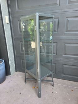 Display Cabinet metal and glass with adjustable shelves 59.75"T X 19"W X 15"D